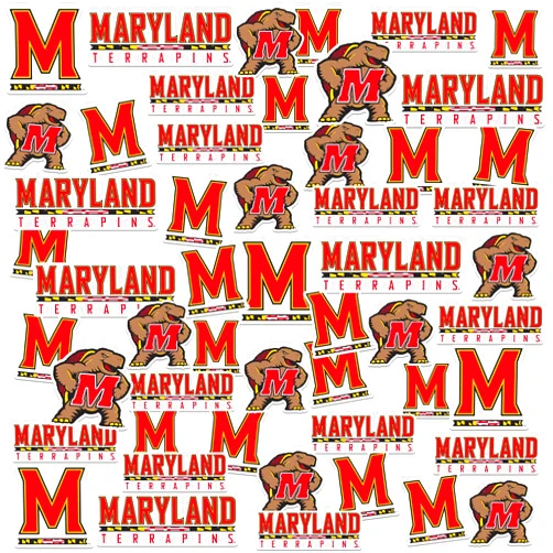 GRAPHICS & MORE University of Maryland Secondary Logo 50ct Vinyl Large Deluxe Stickers Variety Pack - Laptop, Water Bottle, Scrapbooking, Tablet, Skateboard, Indoor/Outdoor