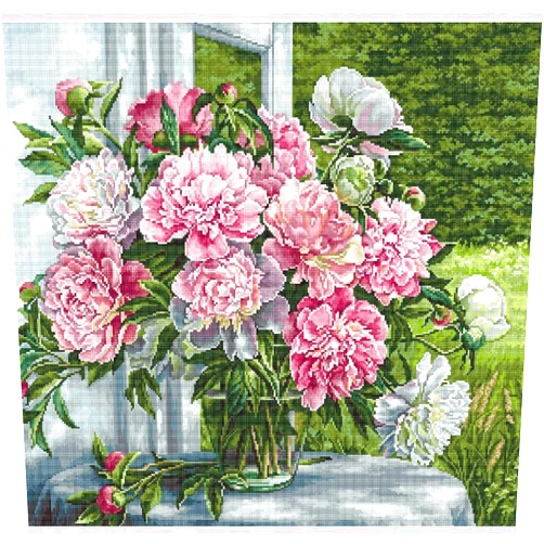 Lucas-S Peonies by The Window Counted Cross-Stitch Kit