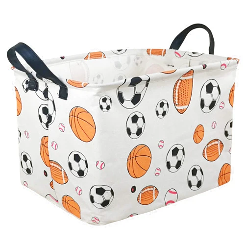 KUNRO Rectangle Toy Bin Waterproof storage organizer for Nursery Hamper Home decor Closet Kids Bedroom Laundry Baby Gift Shelf Baskets(Balls)