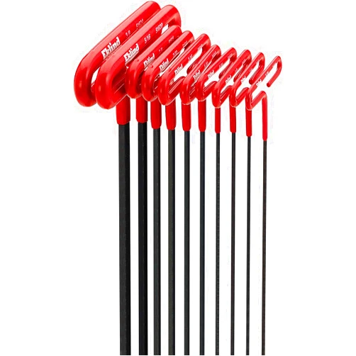 Eklind Tool EKLIND 53910 Cushion Grip Hex T-Key allen wrench - 10pc set SAE Inch Sizes 3/32-3/8 9in series
