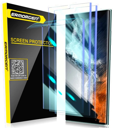 Ermorgen [3 Pack] Screen Protector Compatible for Samsung Galaxy S22 Ultra 5G HD [Premium Quality] Edge to Edge [Full Coverage], High Definition Anti-Scratch