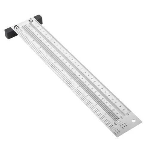 YWBL-WH Ultra Precision Marking T-Rule Hole Ruler Stainless Scribing Mark Carpenter Line Gauge Carpenter Measuring Tool(12 inches)