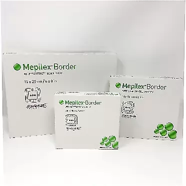 Mepilex Border Wound Dressing Bundle (Contains 3 Boxes of Dressings - 1 Box of 5 Dressings Each of: 3