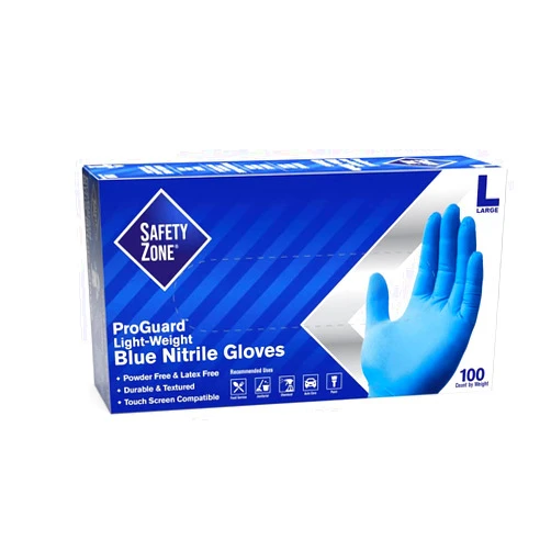 The Safety Zone Safety Zone GNPR-LG-1A 3MIL, Blue Powder Free Nitrile Glove L