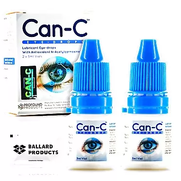 Ballard Products Bundle of Can-C Eye Drops for Humans, Dogs, Cats - Pack of 2 Vials - Lubricant Eye Drops with N-Acetylcarnosine - Bundle with Moist Towelette