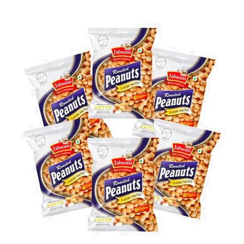 Jabsons Roasted Peanuts, Classic Salted, 160g (Pack of 6)