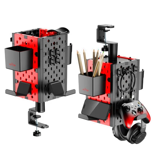 ACTIER Clamp On Desk Accessories | Desk Mount Pegboard Desk Organizer | Controller Stand | Headphone Stand | Pen Holder | Cubical Office Desk Accessories | Gaming Accessories for Room | 1 Unit (4-Panel)