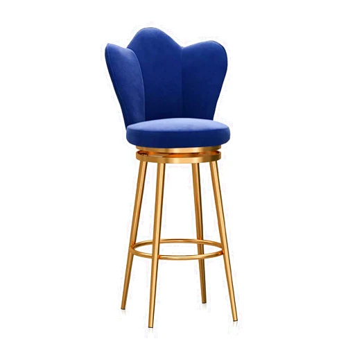 Guyifuny Counter Height Bar Stools Set of 1/2/3/4, Velvet Counter Stools with Back & Metal Footrest, Swivel Upholstered Counter Stools Leisure Bar Chair for Home, 25.6'' H,Blue Gold Leg,1 PCS