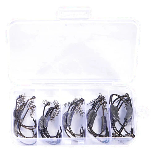 Sougayilang Fishing Hooks High Carbon Steel Worm Soft Bait Jig Fish Hooks with Plastic Box