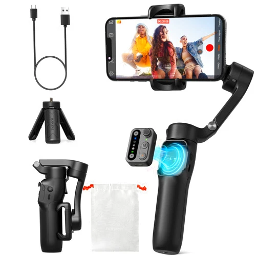 hohem iSteady X3 SE Gimbal Stabilizer for iPhone, Phone Stabilizer with Detachable Remote Control, Portable Foldable 3-Axis Phone Gimbal for Android & iPhone 16 15 Pro Max, Ideal for Travel Vlogging