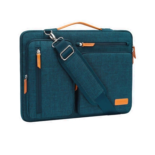 MOSISO 360 Protective Laptop Shoulder Bag,13-13.3 inch Computer Bag Compatible with MacBook, HP, Dell, Lenovo, Asus Notebook,Side Open Messenger Bag with 4 Zipper Pockets&Handle, Teal Green
