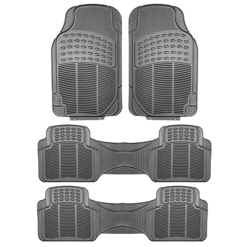 FH Group Car Floor Mats - Heavy-Duty Rubber Floor Mats for Cars, Universal Fit 3 Rows Full Set, Trimmable Automotive Floor Mats, ClimaProof Floor Mats, Floor Mats For SUVs, Truck Floor Mats Gray