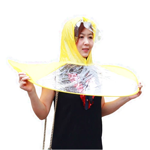 Garneck Magical Hands Free Raincoat Creative Umbrella Hat Windbreak School Costum for Students Children Man Women M (Pink)