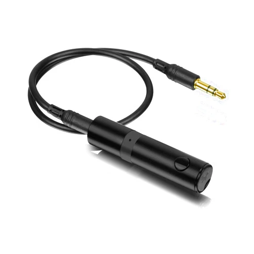 Aluratek (AISM01F) Bluetooth Audio Receiver with Built-In Microphone 3.5MM Aux, Supports Hands-free & Wireless for Streaming Music to Home and Car Audio Stereo Systems, Bluetooth Enable Corded Earbuds