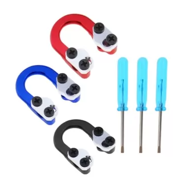 Micro Traders 3 Set Archery D Loop Compound Bow Metal U Nock D Ring Buckle Release Nocking Loop with Screwdrivers for Shooting Installation Accessories Red Blue Black