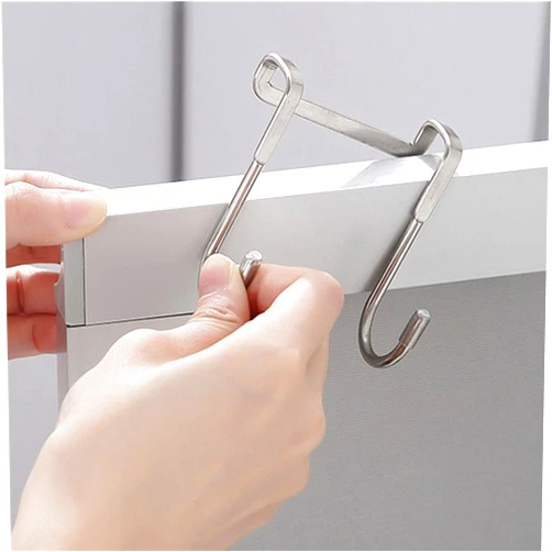 DEALSCHIC Over The Door Hooks, 4 Pack Shower Hooks Towel Hanger for Glass Door, Towel Hooks for Kitchen Bathroom Cabinets Cupboards, Stainless Steel Utility Hooks Fitting Wide and Thin Doors (White)
