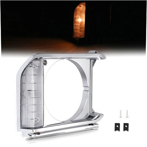 HECASA Right Headlight Bezel Compatible with 1979 1980 1981 Toyota Pickup Headlamp Trim Headlight Door Cover Passenger Side Silvery Bezel+Clear Lens