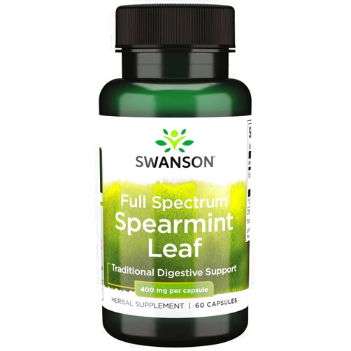 Swanson Spearmint Leaf (Mentha Spicata) - Full Spectrum Herbal Supplement Supporting Digestive Health & Mild Stomach Issues - Natural Formula Supporting Health & Wellness - (60 Capsules, 400mg Each)