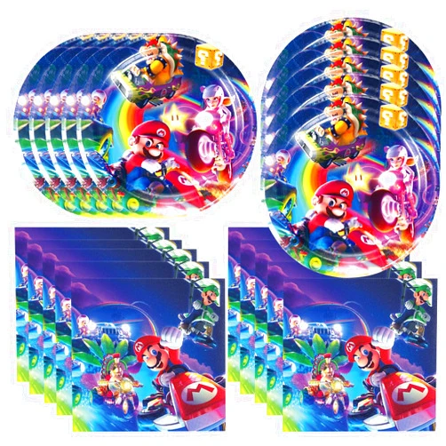 Fuyhiuous 40Pack Mario Move birthday Party Supplies include 20 plates, 20 napkins for the Mario Move party Decoration