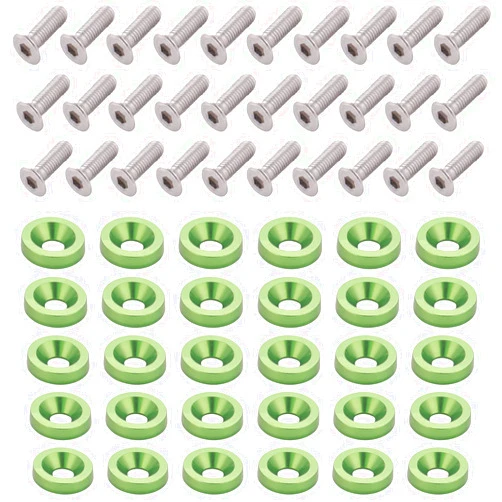 Rantecks 30PCS Aluminum Fender Bumper Washer Bolt M6 Engine Bay Dress Up Kit for Car Automotive-Greed