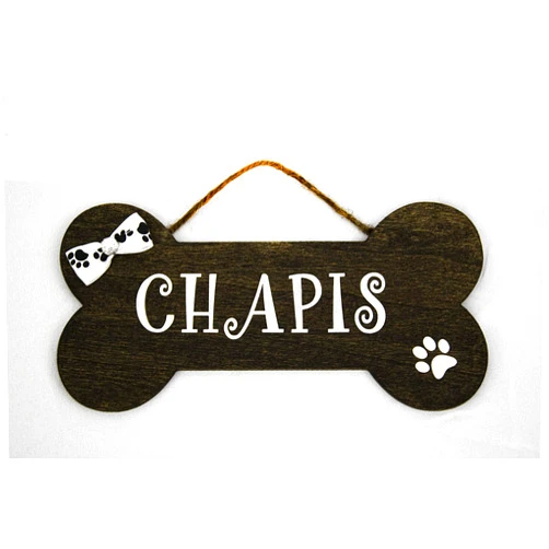Handmade Upgraded Personalized Dog Bone - Dog House Wooden Sign Decor - Custom Name with Paw and Ribbon - Perfect signs for Gift.