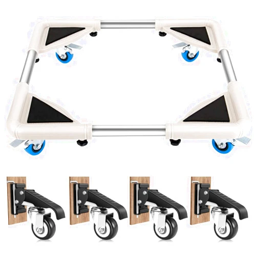 DOZAWA 2 Mode 600 LBS Workbench Casters (4 PK) and Telescopic Furniture Dolly White