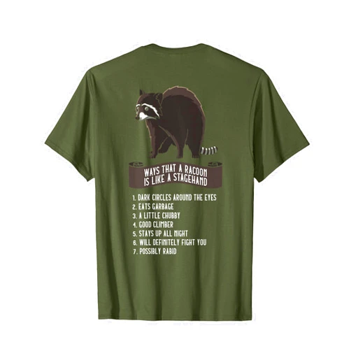 Roadie Stagehand And Rigger Gifts Stage Crew Stagehand Like A Racoon Light Guy T-Shirt