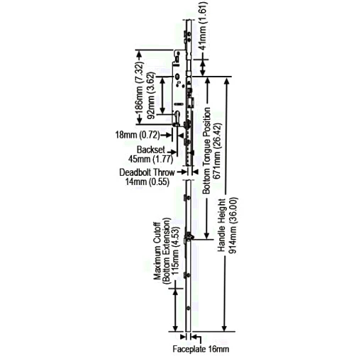 Brixwell 850-8778167 Manual Tongue Lock Ext 1-3/4 Backset 1/2 Deadbolt 26.42 Tongue Pos 5/8 Fp