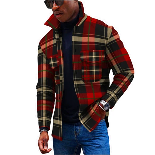 GIANTHONG Mens Jackets,Button Coats Printing Jackets Softshell Relaxed Fit Outwear Lapel Work Shirt Open Front Windbreaker
