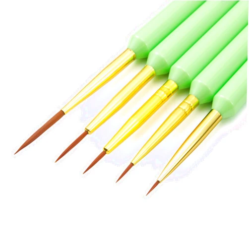 GSWOI Nail Brush Set for Nail Art Liner Brushes,GSWOI 5Pcs Thin Liner Striping Brush for Nails Gel Polish Painting Designs Elongated Lines -Sizes 7/9/11/15/22mm(Green)