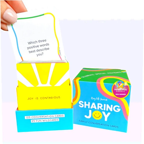 Big Life Journal Sharing Joy Family Conversation Cards - 150 cards that bring families closer together, put down the phones & connect with family, meaningful talk, great for dinner table, road trips