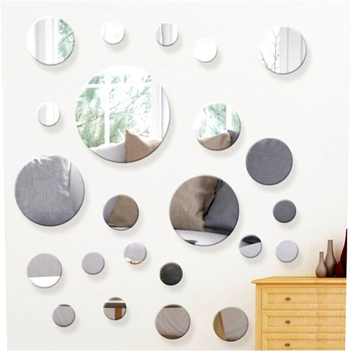 iCAGY Circle Mirror Collection 21 Pcs, Round Acrylic Mirror Wall Decor Self Adhesive Silver