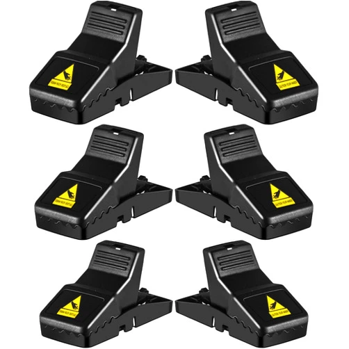 Feeke Rat Trap, Large Mouse Traps, Mouse Traps Indoor for Home, Instant Kill Traps for Mouse Rat Chipmunk, Quick Set Up and Reusable - 6 Pack, Black