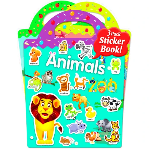 Benresive Reusable Sticker Books for Kids 2-4, 3 Sets Sticker Books for Toddlers 1-3, Toddler Sticker Book Age 2-4, 94 Pcs Toddler Travel Toys Acticities Crafts Gifts - Animals, Dinosaurs and Insect