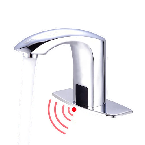 Gangang Commercial Touchless Bathroom Sink Faucet Cold and Hot Water Automatic Motion Sensor Basin Tap Mixer with Mixing Valve and Cover Plate (FBA 2)