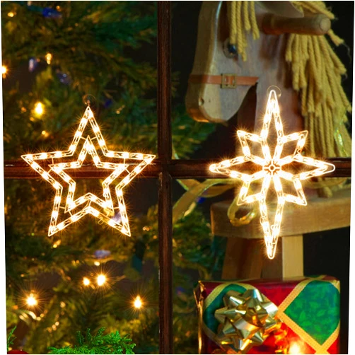 TWINGLEHOME 2 Pack 50L Christmas Window Silhouette Lights Decorations,Including: Star x1 Bethlehem Star x1