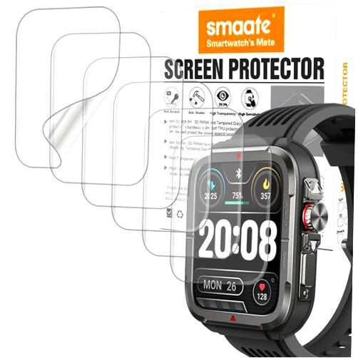 Smaate Screen Protector Compatible with SKG R8 and KEEPONFIT IDS01 1.8” Military Fitness Tracker Smartwatch, Soft TPU, 6 pieces, Bubble Self-healing