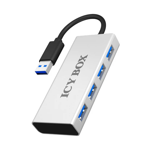ICY BOX Icybox IB-AC6104 Aluminuium 4 Port USB 3.0 Hub with Integrated Cable
