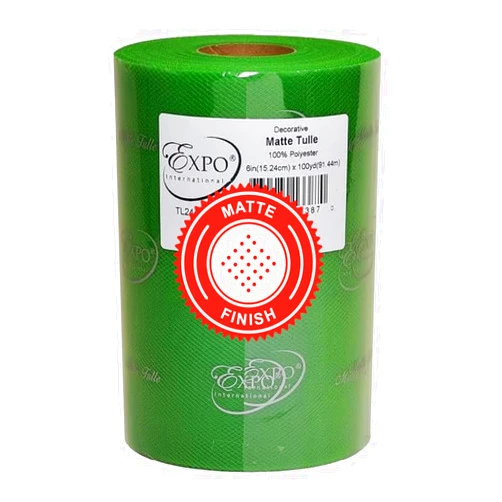 Expo International Matte Decorative Tulle Roll, 6 Inch x 100 Yards, Green