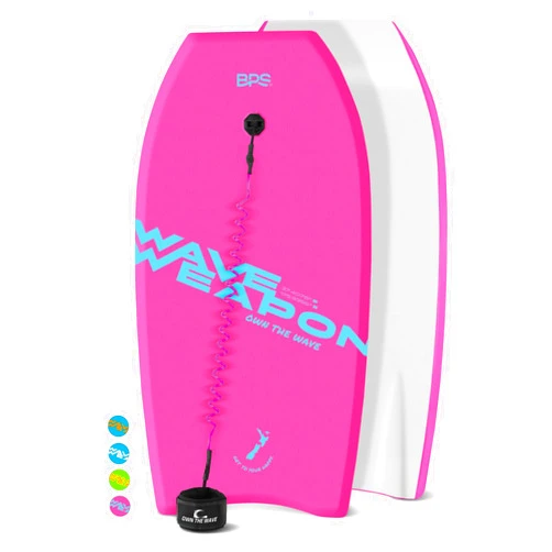 Own the Wave 'Wave Weapon' Body Board for All Wave Conditions - Lightweight with EPS Core HDPE Slick Bottom Body Boards for Beach with Wrist Leash and Plug for Kids and Adults