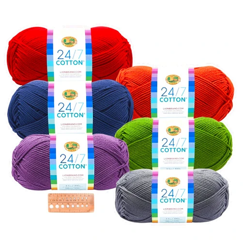 Craft Bunch Lion Brand Yarn - 24/7 Cotton - 6 Skein Assortment (Landscape)