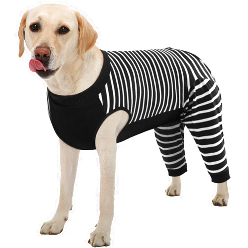 Kuoser Dog Recovery Suit, Anti Licking Dog Rear Leg Sleeve, Abdominal Dog Surgical Suit with Pants Cover Protect Wounds, Dog Elbow Protector Soft Dog Surgery Onesie Cone Alternative, Black XL