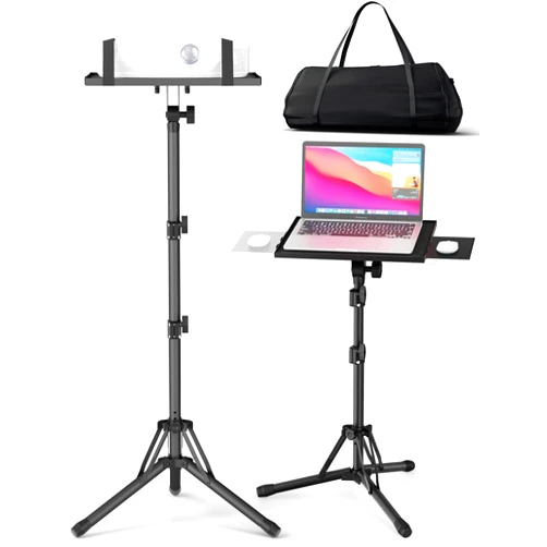 ORWOD Projector Stand Laptop Tripod Stand, Upgraded Portable Projector Stand Tripod Adjustable Height 26 to 56 Inch, Laptop Floor Stand with Mouse Tray for Room, Office, Podium, Outside, Studio, Dj Racks