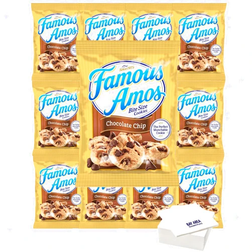 BAY AREA MARKETPLACE Famous Amos Cookies, 2oz Bags, (Pack of 10) with Bay Area Marketplace Napkins