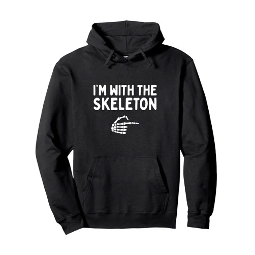 Funny Halloween Costume Holiday Party Gift I'm With The Skeleton Halloween Costume Matching Couples Pullover Hoodie