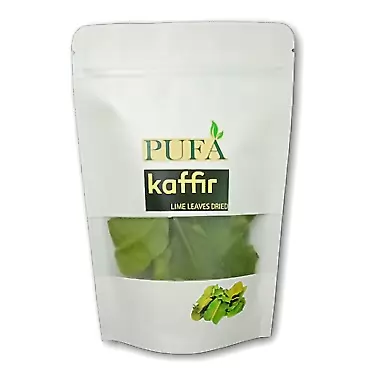 Pufa Dried Kaffir Lime Leaves - Pure Natural Lime Tree Leaf in Resealable Bag - Fresh Kaffir Lime Plant Leaves for Panang Curry, Roast Chicken,Soups,Tom Yum Paste - Non-GMO,Chemical-Free 0.5 Oz.