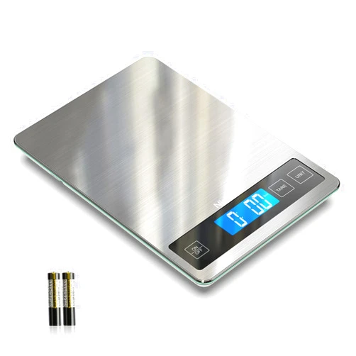 Nicewell Food Scale, 22lb Digital Kitchen Scale Weight Grams and oz for Cooking Baking, 1g/0.1oz Precise Graduation, Stainless Steel and Tempered Glass (Ash Silver)