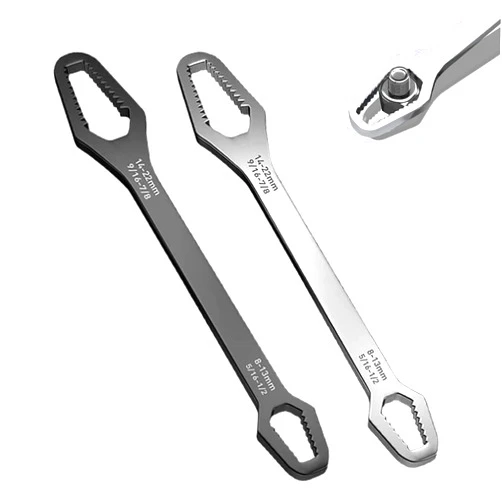 MOTEERLLU 8-22mm Universal Torx Wrench Set, Double-ended Self-tightening Adjustable Wrench Tools (2 PCS)