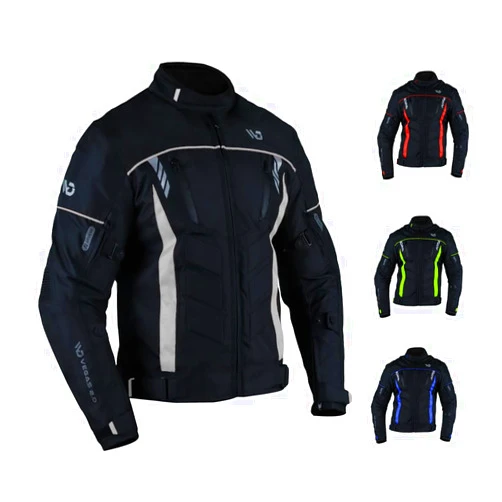 WD Motorsports WD Motorcycle Jacket for Men CE Armoured Motorcycle Gear with padding, Breathable Cordura Fabric, Reflective Jacket for Night Visibility Powersports Protective Jackets Vegas 2.0 - (Silver, Medium)