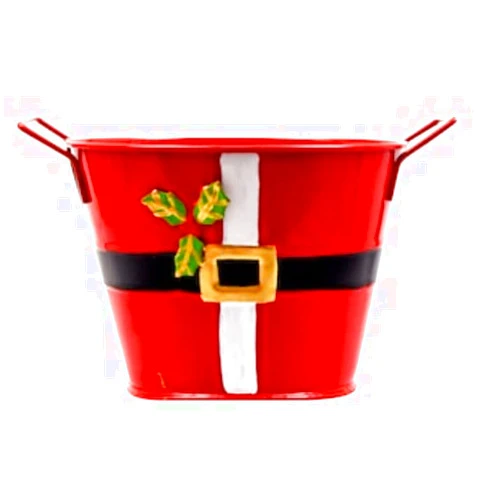 Generic Christmas Mini Metal Santa Bucket with Handles Red Decoration Size 3.62 x 5.12 in